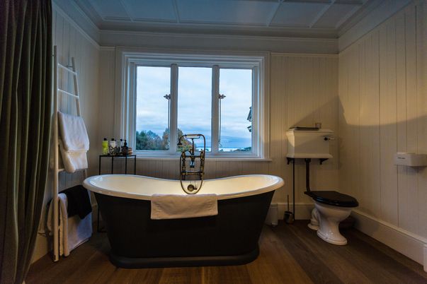Bathroom, Free Standing Baths, Interior, Wood Texture Flooring