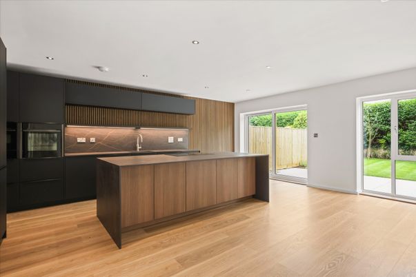 Interior, Kitchen, Recessed Lighting, Wood Texture Flooring