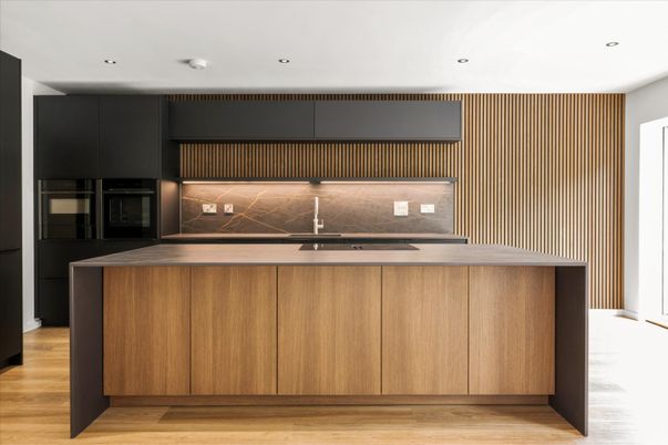 Interior, Kitchen, Recessed Lighting, Wood Texture Flooring