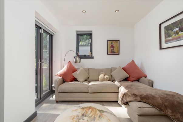 Interior, Living room, Recessed Lighting, Wood Texture Flooring