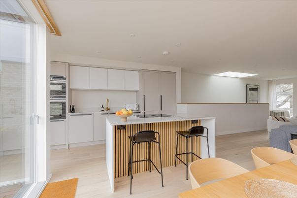 Interior, Kitchen, Recessed Lighting, Wood Texture Flooring