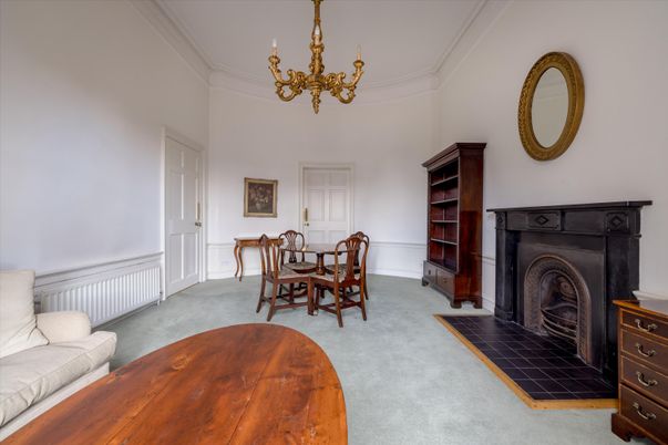 Chandelier, Dining room, Fireplace, Interior