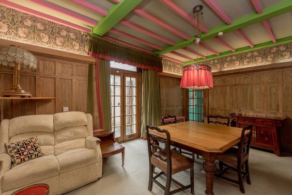 Dining room, Interior, Pendant Lights, Wooden Beams