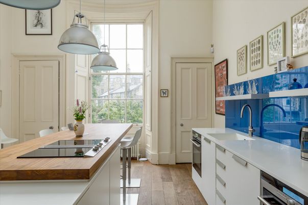 Interior, Kitchen, Pendant Lights, Wood Texture Flooring