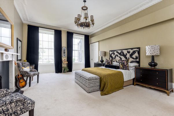 Bedroom, Chandelier, Interior
