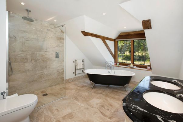 Bathroom, Dual Sink Vanities, Free Standing Baths, Glass Shower, Interior, Recessed Lighting