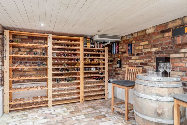 Interior, Recessed Lighting, Stone Walls, Wine Storage