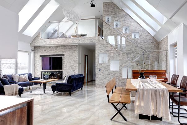 Dining room, Fireplace, Interior, Living room, Marble, Stone Walls