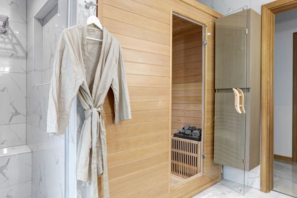 Bathroom, Glass Shower, Interior, Sauna Room