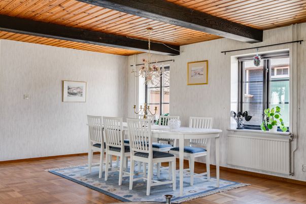 Chandelier, Dining room, Interior, Wooden Beams, Wooden Ceilings, Wood Texture Flooring