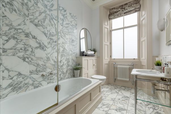 Bathroom, Glass Shower, Interior, Marble, Marble Walls