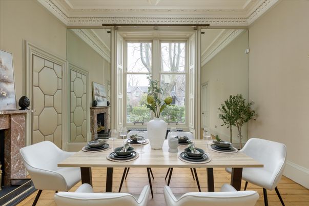 Dining room, Fireplace, Interior, Wood Texture Flooring