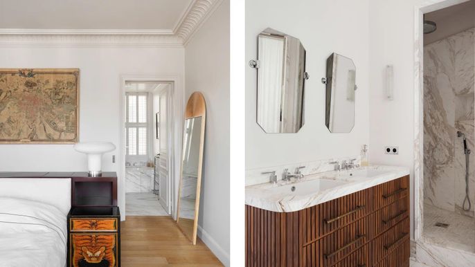Bathroom, Interior, Marble, Wood Texture Flooring