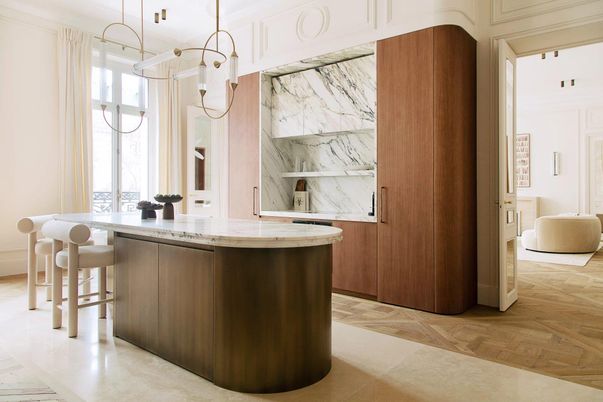 Interior, Marble Walls, Pendant Lights, Wood Texture Flooring