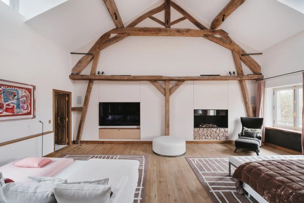 Fireplace, Interior, Wooden Beams, Wood Texture Flooring