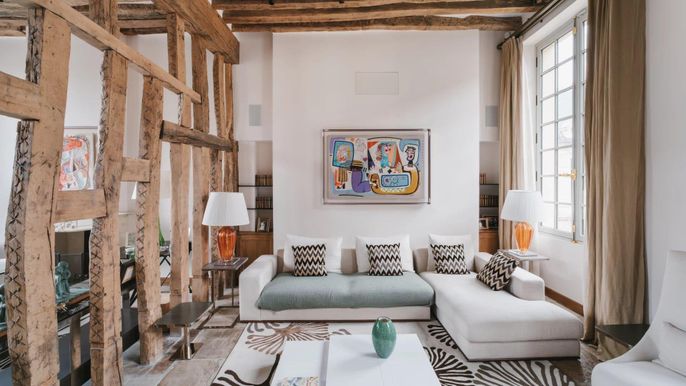 Interior, Living room, Wooden Beams