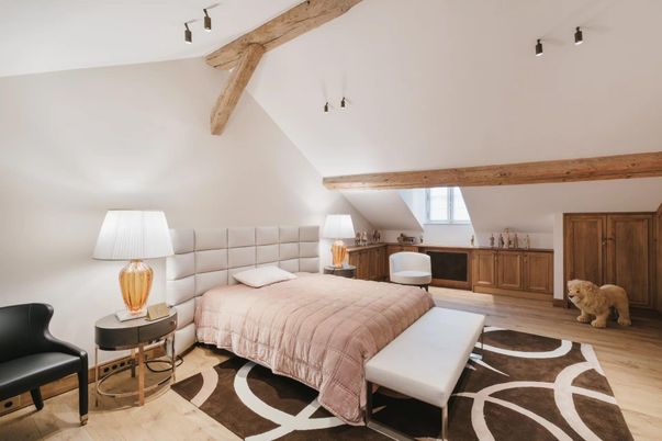 Bedroom, Interior, Wooden Beams, Wood Texture Flooring