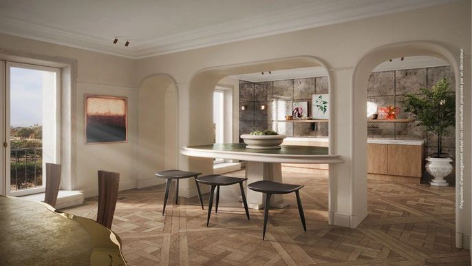 Dining room, Interior, Wood Texture Flooring