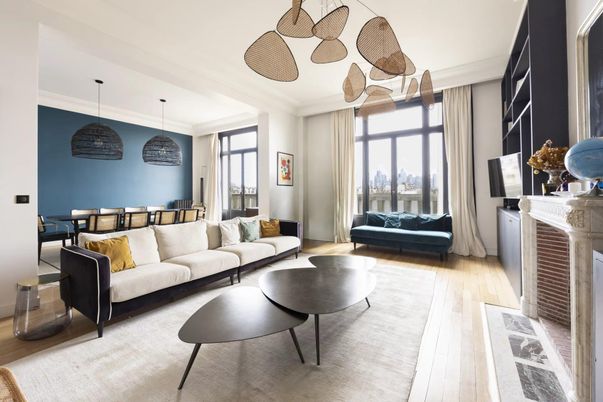 Dining room, Interior, Living room, Pendant Lights, Wood Texture Flooring