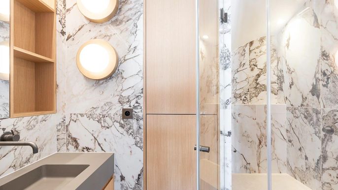 Bathroom, Interior, Marble Walls
