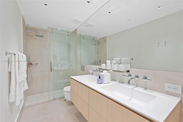 Bathroom, Dual Sink Vanities, Glass Shower, Interior, Recessed Lighting