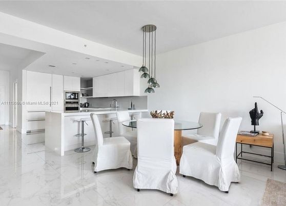Dining room, Interior, Kitchen, Marble, Pendant Lights, Recessed Lighting, Stainless Steel Appliances