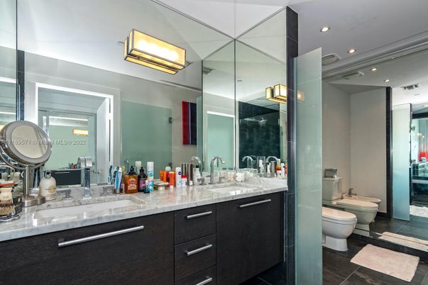 Bathroom, Dual Sink Vanities, Glass Shower, Interior, Recessed Lighting