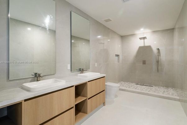 Bathroom, Dual Sink Vanities, Glass Shower, Interior, Recessed Lighting