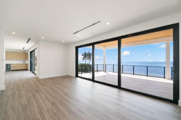 Empty room, Interior, Recessed Lighting, Water, Wood Texture Flooring