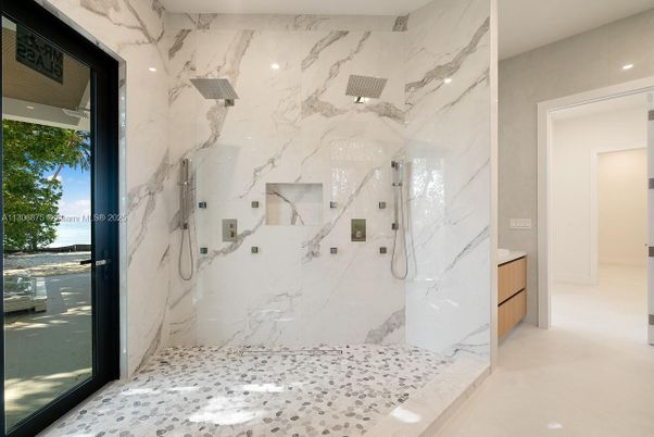 Bathroom, Glass Shower, Interior, Marble Walls