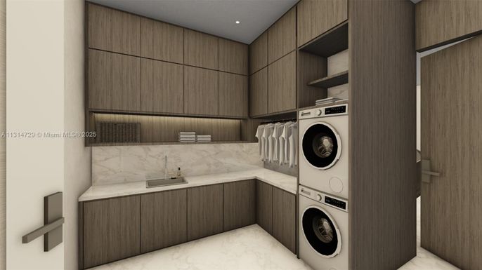 Interior, Marble, Recessed Lighting, Utility Closets, Washer