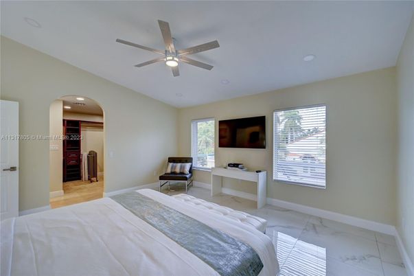 Bedroom, Interior, Marble, Recessed Lighting