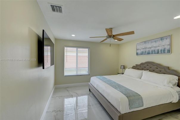 Bedroom, Interior, Marble, Recessed Lighting