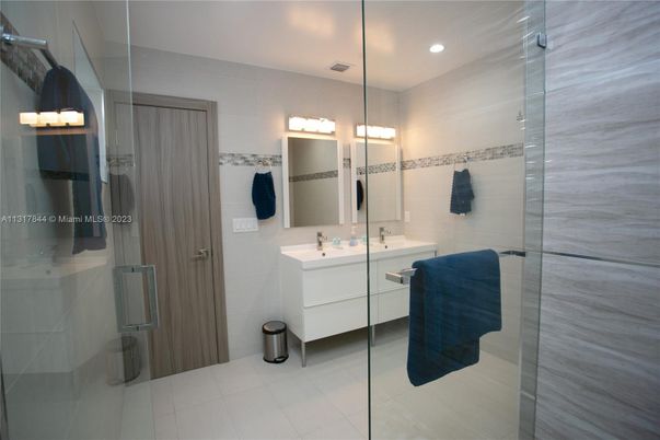 Bathroom, Glass Shower, Interior, Recessed Lighting