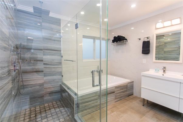 Bathroom, Glass Shower, Interior, Recessed Lighting
