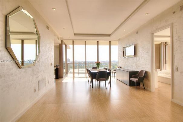 Dining room, Interior, Recessed Lighting, Stone Walls, Wood Texture Flooring
