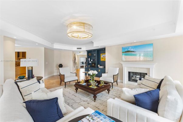 Chandelier, Fireplace, Interior, Living room, Recessed Lighting