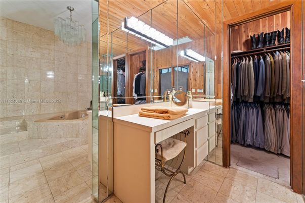 Bathroom, Dual Sink Vanities, Interior, Walk-in Closets, Wooden Walls