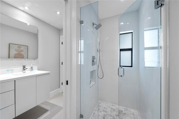 Bathroom, Glass Shower, Interior, Recessed Lighting