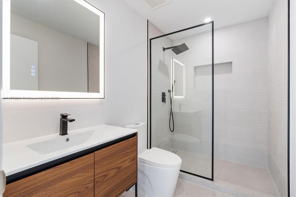 Bathroom, Glass Shower, Interior, Recessed Lighting