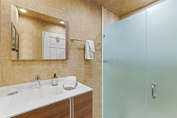 Bathroom, Glass Shower, Interior, Recessed Lighting