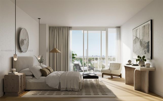 Bedroom, Interior, Pendant Lights, Wood Texture Flooring