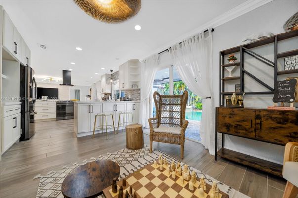 Interior, Kitchen, Recessed Lighting, Wood Texture Flooring