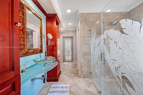 Bathroom, Glass Shower, Interior, Recessed Lighting