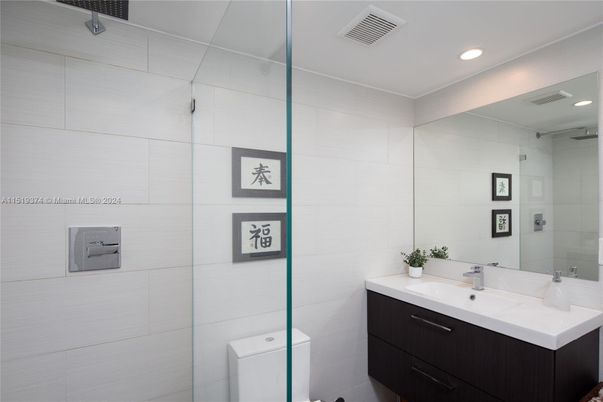 Bathroom, Glass Shower, Interior, Recessed Lighting