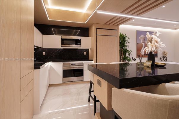 Interior, Kitchen, Marble, Recessed Lighting, Stainless Steel Appliances