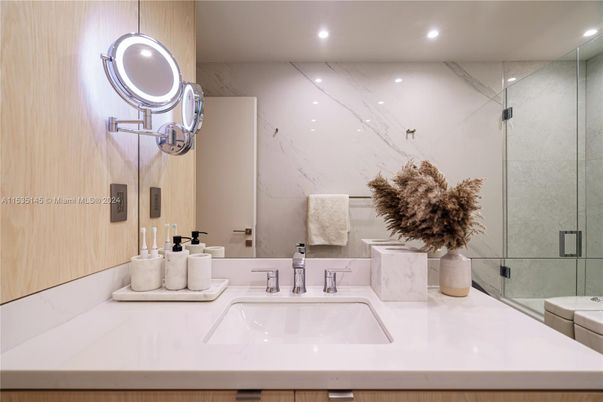 Bathroom, Glass Shower, Interior, Recessed Lighting