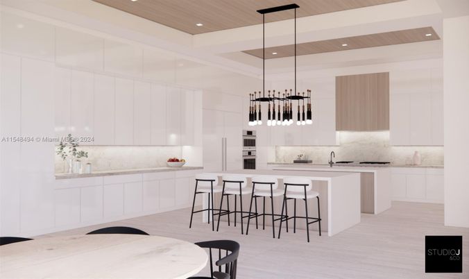 Interior, Kitchen, Pendant Lights, Recessed Lighting, Stainless Steel Appliances, Wooden Ceilings