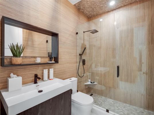 Bathroom, Glass Shower, Interior, Recessed Lighting