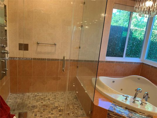 Bathroom, Chandelier, Glass Shower, Interior